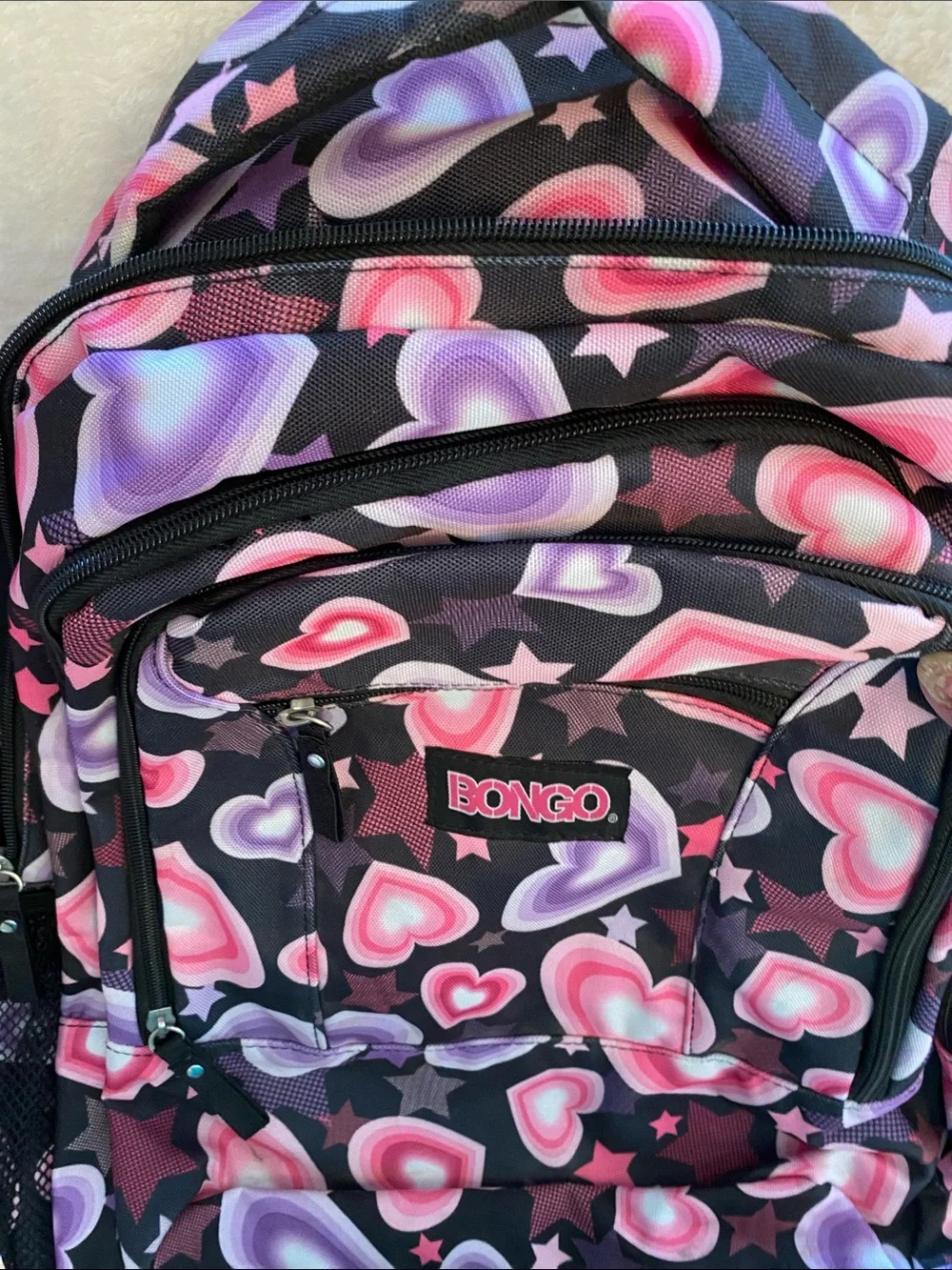 BONGO Pink & Purple Heart Print  Backpack
